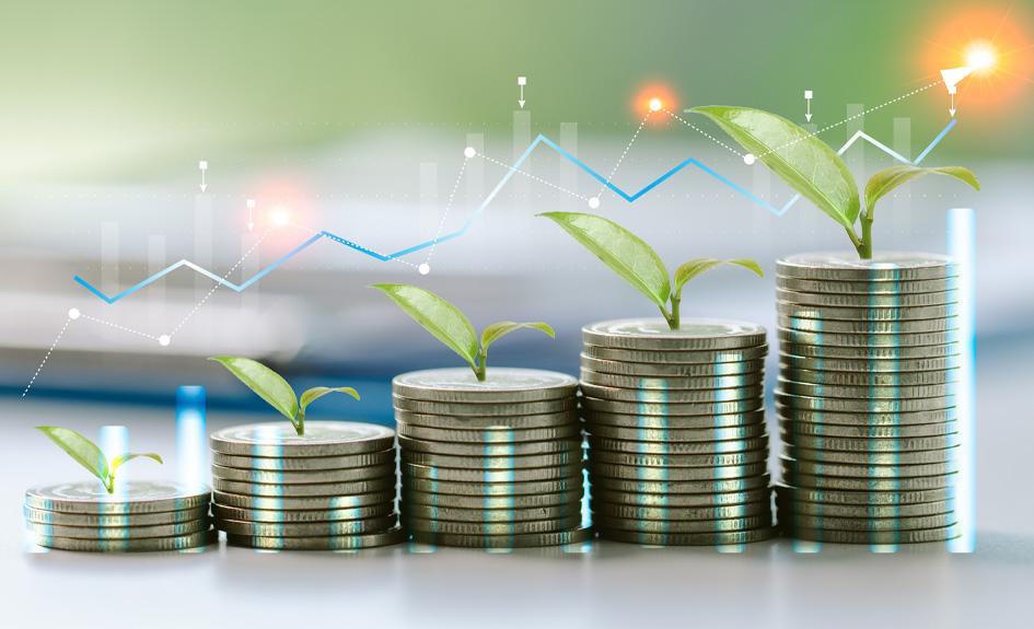 Image showing stacks of coins growing taller